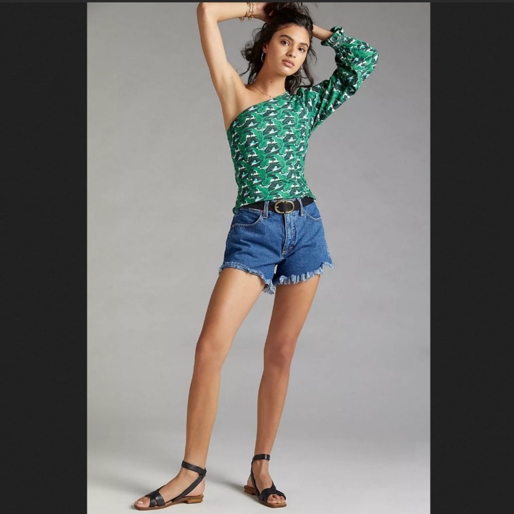 Anthropologie Puff-Sleeved One-Shoulder Blouse Size XL NWT